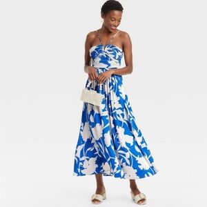NEW NWT A New Day Women Blue Floral Summer Sleeveless Sun Maxi Dress Size XS